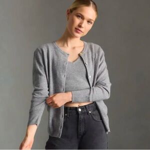 Quince Mongolian cashmere cardigan sweater in heather grey